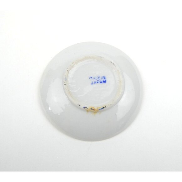 Vintage Japanese Porcelain Mini Plate W/ Blue Pagoda & Tree Design 2.75“ x 2.75” - Picture 3 of 8